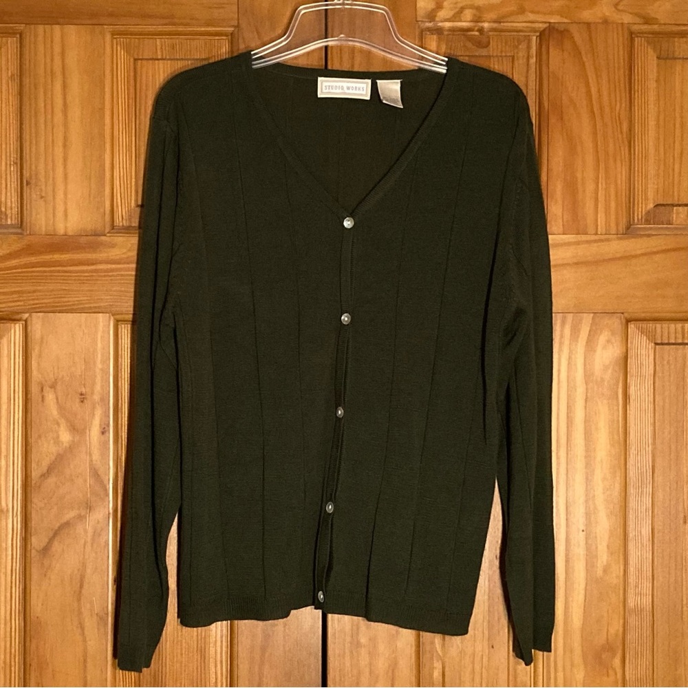 NWOT Studio Works Vintage 90s Sweater Lightweight Long Sleeve Green Size L Large
